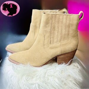 🧳  J.Crew Stylish Suede Tan 2.5” Block Ankle Boots